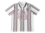 KUVRD X FC Palestina Freedom Club Jersey featuring traditional Palestinian design and number 48 in Arabic.