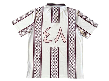 KUVRD X FC Palestina Freedom Club Jersey featuring traditional Palestinian design details on the back.