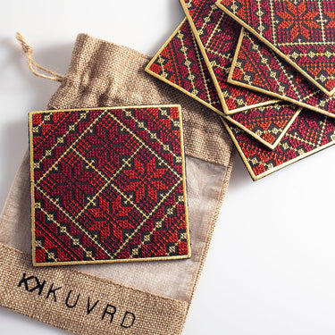 Set of 6 Tatreez Coasters - KUVRD