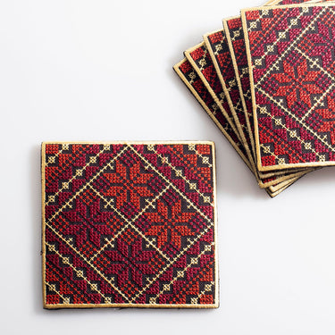Set of 6 Tatreez Coasters - KUVRD