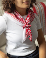 KUVRD red Camper Keffiyeh Bandana in authentic Palestinian keffiyeh weave