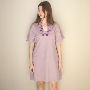 Nury -  Lilac Embroidered Dress