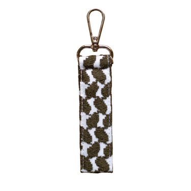 KUVRD Keffiyeh Keychain attached to a bag
