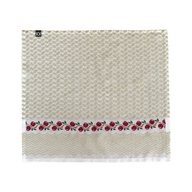 KUVRD olive Tatreez Keffiyeh Bandana with hand-stitched embroidery