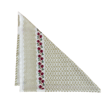 KUVRD olive Keffiyeh Bandana, 20.5 inch square with tatreez detail