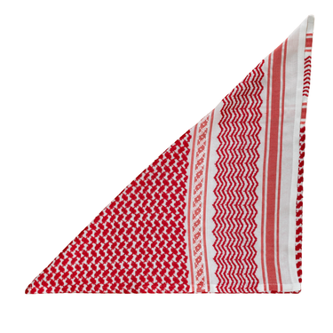 KUVRD red Tatreez Keffiyeh Bandana, styled look