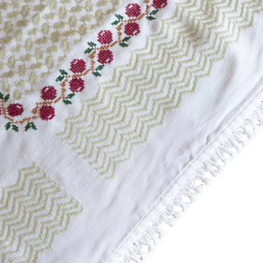 Handmade Olive Zaytoun Tatreez Keffiyeh